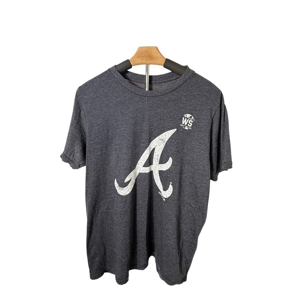 Majestic Threads Atlanta Braves T-Shirt Mens L Gray 2021 WS‎ Pederson 22